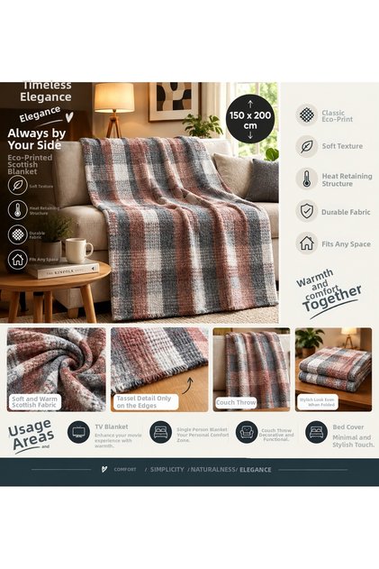 "Scotch" Warm Wool Blanket, Tv Blanket, Sofa Cover, Bedspread, Tv Shawl, 150*200 Single Person Blanket