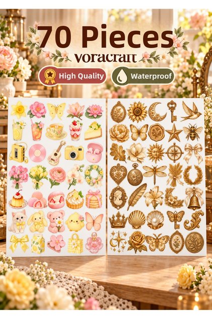 70 Pcs Pastel Sweet Flower Sticker Set – Spring Themed Agenda, Notebook, and Gift Package Decoration Label Ybs0019