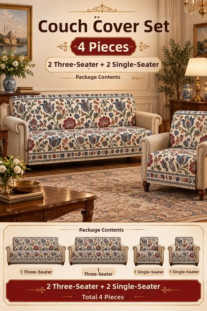 Multi-Purpose Sofa Cover,Sofa Bed Cover Set with Non-Slip Sponge 3,3,1,1