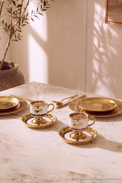 2-Piece Gold Detailed Heritage Coffee Cup Set Tphaw27Kfc00017
