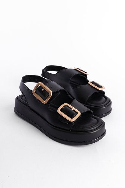Wedge Heeled Double Strap Buckle Women's Sandals