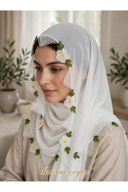 İğne oyası namaz başörtüsü