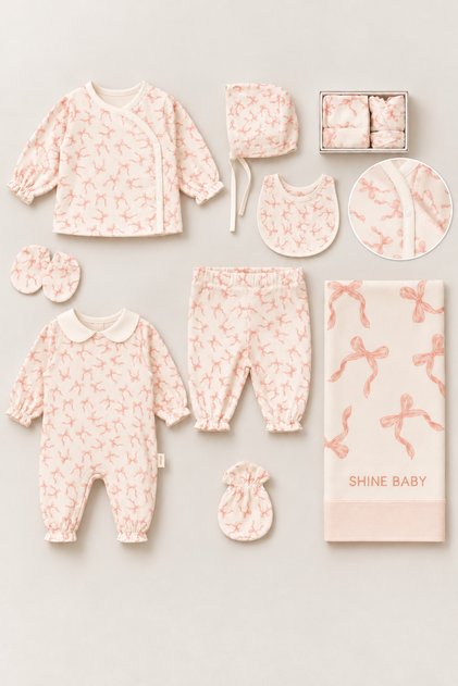 Bow-Tie Striped Boxed Baby Newborn Hospital Release Bodysuit Set