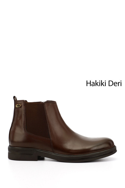 Men's Brown Genuine Leather Zippered Chelsea Boots