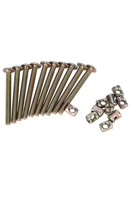 60mm 10 pcs M6 Carbon Steel Furniture Bolts Screw With Barrel Nuts Dowel Nut Connector Fastener