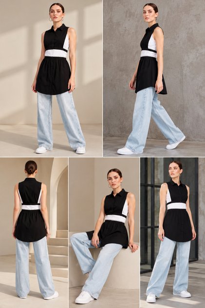 Set of 2 Women's Black Underwear Shirt and Skirt | Comfortable and Stylish Use with Elastic Waistband and Flexible Design