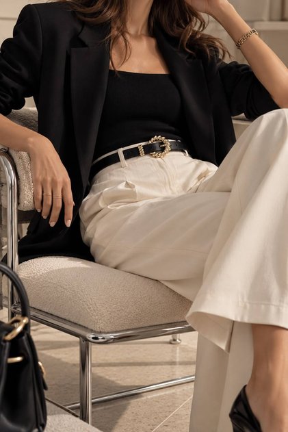 Women's Gold Buckle Detailed Thin Belt