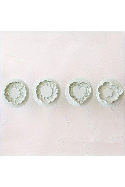 4pcs 4pcs 3D Heart & Flower Cookie Cutter Mold Set Jam Sandwich Cookie Molds for Baking Valentine's