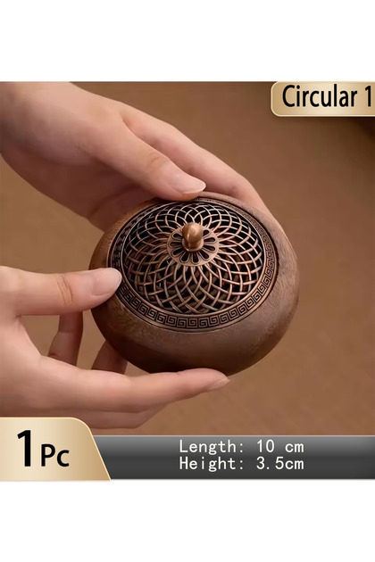 Circular 1 Solid Wood Pan Incense Burner, Indoor Aromatherapy Burner with Sandalwood Incense, Tea Ce