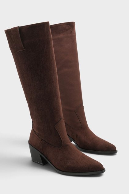 Women's Vento Low Heel Cowboy Boots - Brown-Suede