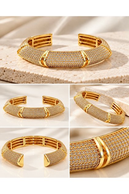 Valery Colorful Stone Cuff Bracelet-Gold