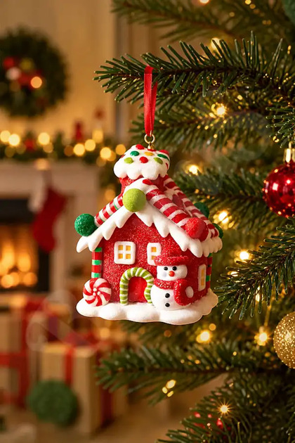 Christmas Ornament Decor Snowman Figured Candy House Illuminated