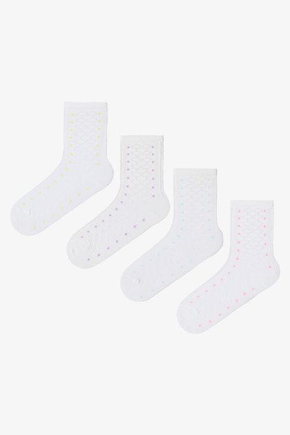 Colorful Girl's Polka Dot Cotton 4-Piece Socks