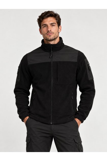 Taktik Polar Mont Siyah Softshell Su Geçirmez Omuz Kısım siyah