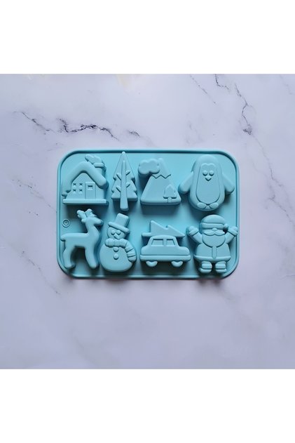 012blue Silicone Chocolate Mold Christmas Shape Design Decorating Baking Trays Xmas Gingerbread Man
