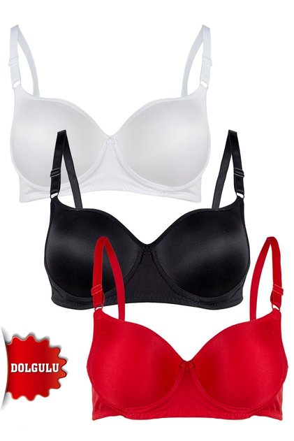 Women's Padded Push up 3-Piece Bra Set with Underwire Support