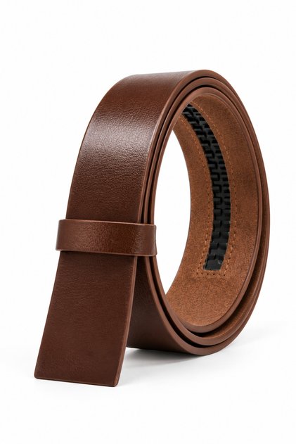 Belt for Automatic Buckle 100% Buffalo Leather Light Brown 3.5cm
