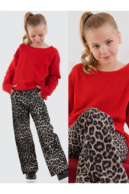Girl's Red Long Sleeve Crop Sweatshirt 5-10 Years Old