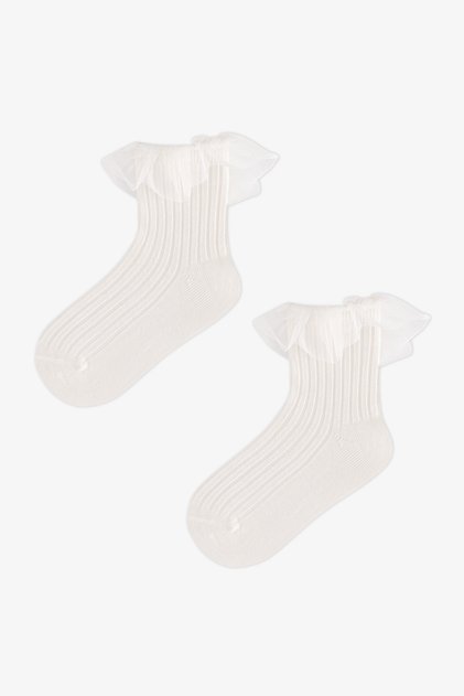 Girl's White Frill Detailed Sock Socks