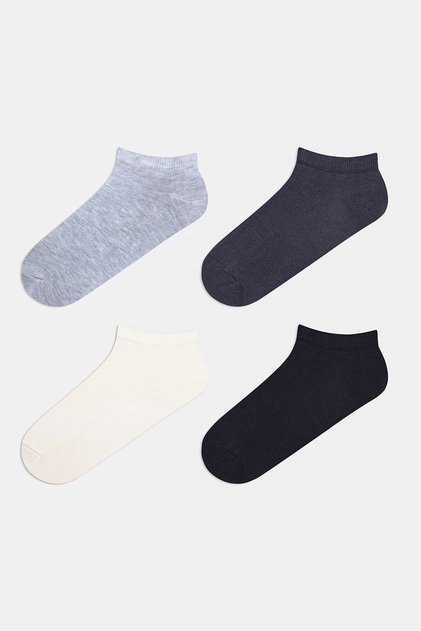 4 Pairs of Cotton Colored Bootie Socks