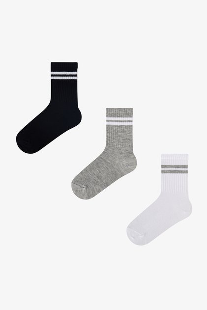 Erkek Çocuk Lines 3lü Tenis Çok Renkli Soket Çorap