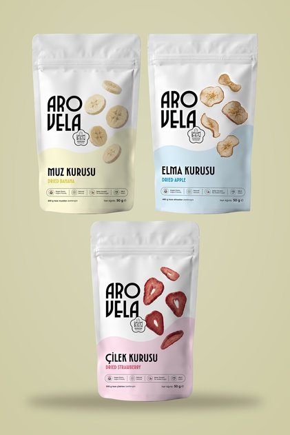 Arøvela Children's Favorites 3-Pack of Dried Fruit Chips - Banana, Apple, Strawberry - Sugar-Free Snack