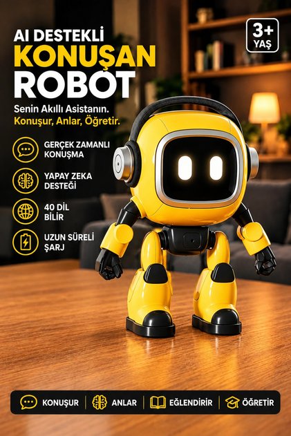 Eğitici ve Öğretici İnteraktif Yapay Zeka Robot Oyuncak AI Robot Oyuncak 40 Dil Sohbet Et Şarjlı
