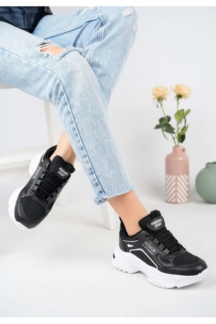 Lambırlent 9671 Sneaker Unisex Spor Ayakkabı SİYAH-BEYAZ