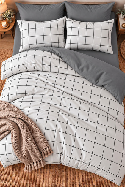 Double Elastic Sheet Bedding Set Cotton White Square
