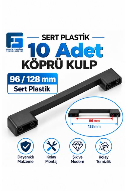 Hard Plastic Bridge 96 mm Black Furniture Kitchen Drawer Cabinet Handle 10 Pieces