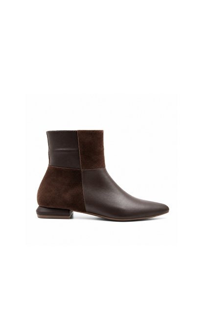 Genuine Leather Brown Flat Heeled Women's Boots