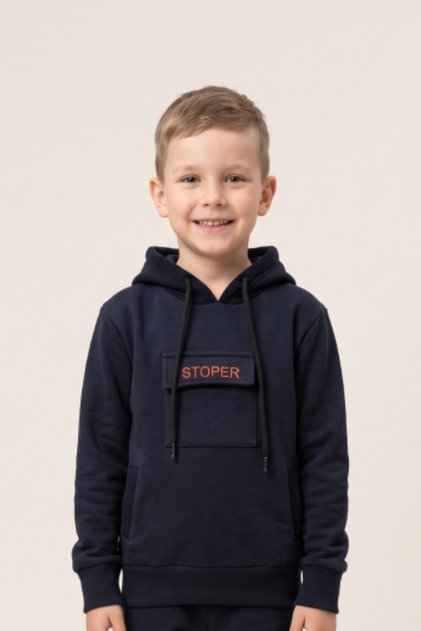 Boy's Sweatshirt Hooded 3 Thread Rastered 100% Cotton