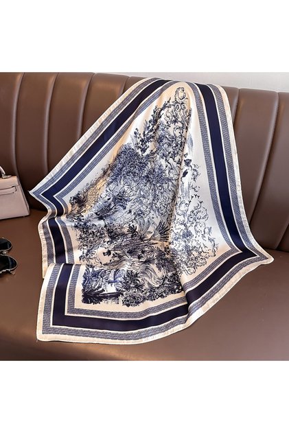 Blue New Literary Fashionable Bandana Simulation Silk 70*70cm Temperament Square Scarves Women Sprin