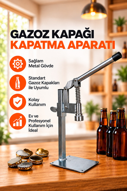 Gazzel Şişe Kapatma Aleti Gazoz Soda Şişesi Taç Kapak Makinası