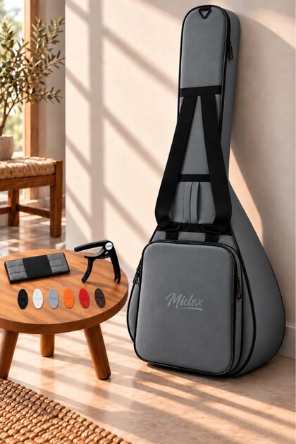 CS-122 Uzun Sap Saz Bağlama Gigbag Çantası Kılıfı Kalın Soft Case