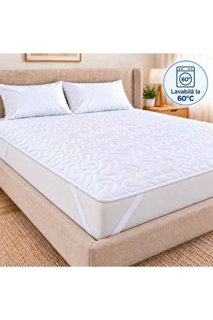 Protecție saltea pat 90/100x200 matlasată ultrasonic 100 gsm, Alb