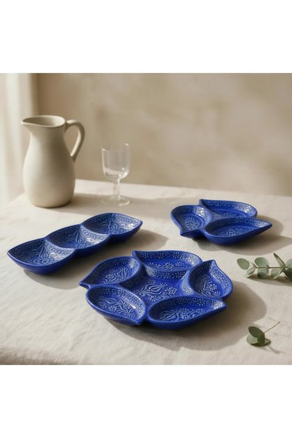 Ceramic Large Snack Bowl and Breakfast 3-Piece Presentation Sets with 2 Color Options