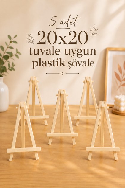 5 Adet 20x20 Tuvale Uygun Masaüstü Plastik Şövale Katlanabilir Tasarım