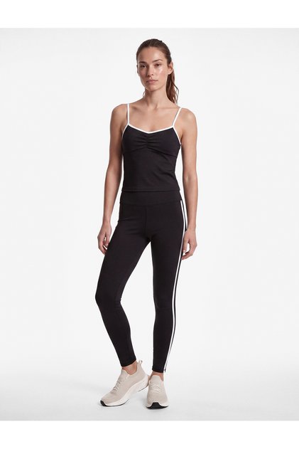 Color Contrast Slim Fit Drawstring Thin Strap Sports Tank Top