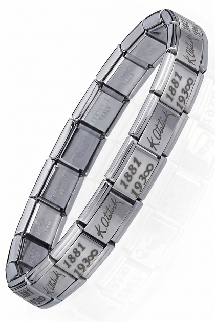 K. Ataturk Signature 1881-193∞ Italian Charm Unisex Steel Bracelet Scb59