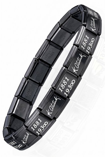 K. Ataturk Signature 1881-193∞ Italian Charm Unisex Steel Bracelet Scb59