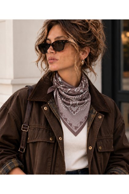 Eșarfă clasică maro bandana 70*70 cm