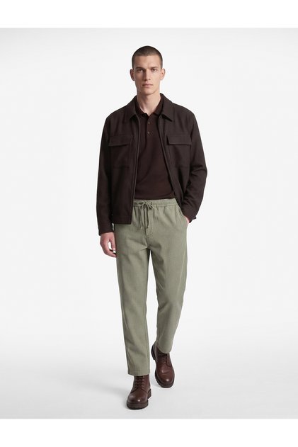 Viscose Blended Pocketed Elastic Waist Lace-Up Trousers