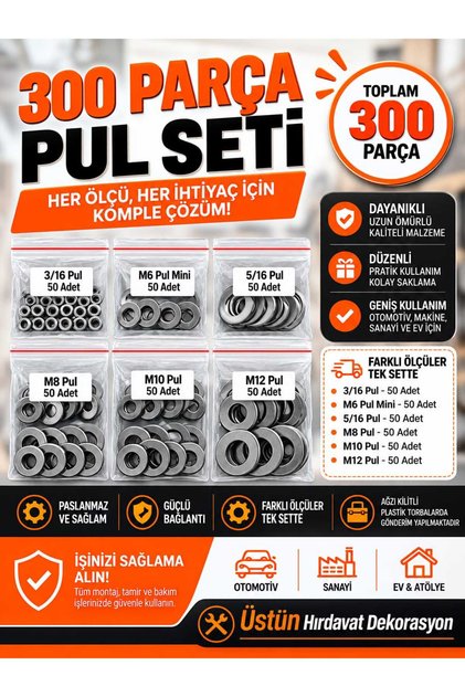 300PCS PUL GALVANİZLİ PUL SETİ