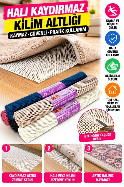 Halı Kaydırmaz Kilim Yolluk Halı Altı Kayma Düşme Önleyici Kaydırmaz Rulo