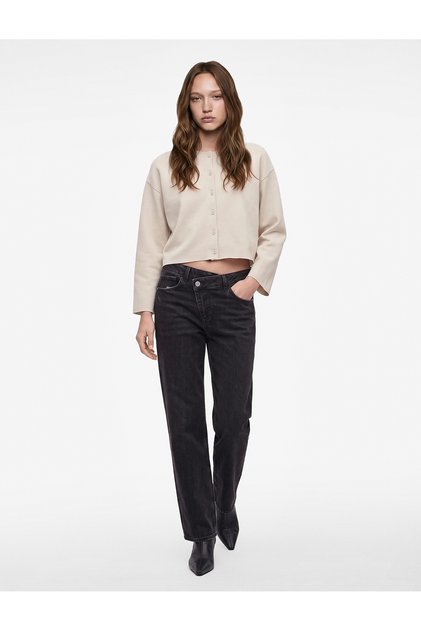 Crew Neck Long Sleeve Buttoned Basic Knitwear Cardigan