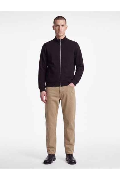 Üç İplik Şardonlu Regular Fit Uzun Kollu Fermuarlı Yaka Cepli Sweatshirt