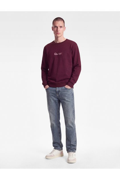Long Sleeve Ribbed Crew Neck Printed Sweatshirt