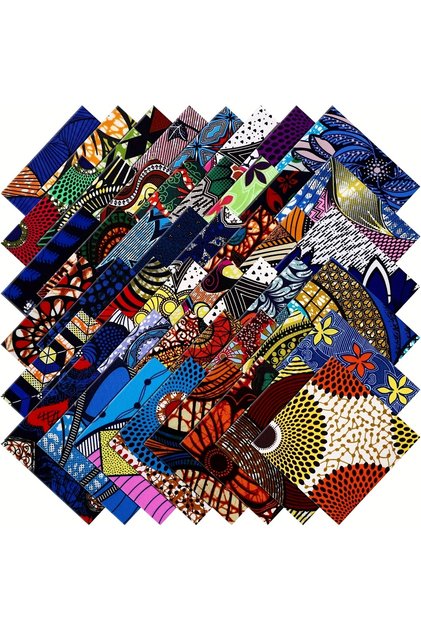 30pcs MULTI 30/100pcs 4x4Inches pre cut fabric,Multicolor African Fabric Square No Repeat Patchwork