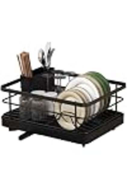 Compact Dish Drying Rack for Sink, Stainless Steel Drainer with Utensil Holder